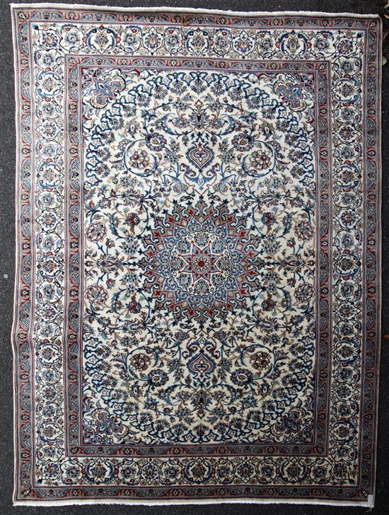 A Nain part silk carpet, 11ft 2in by 8ft.